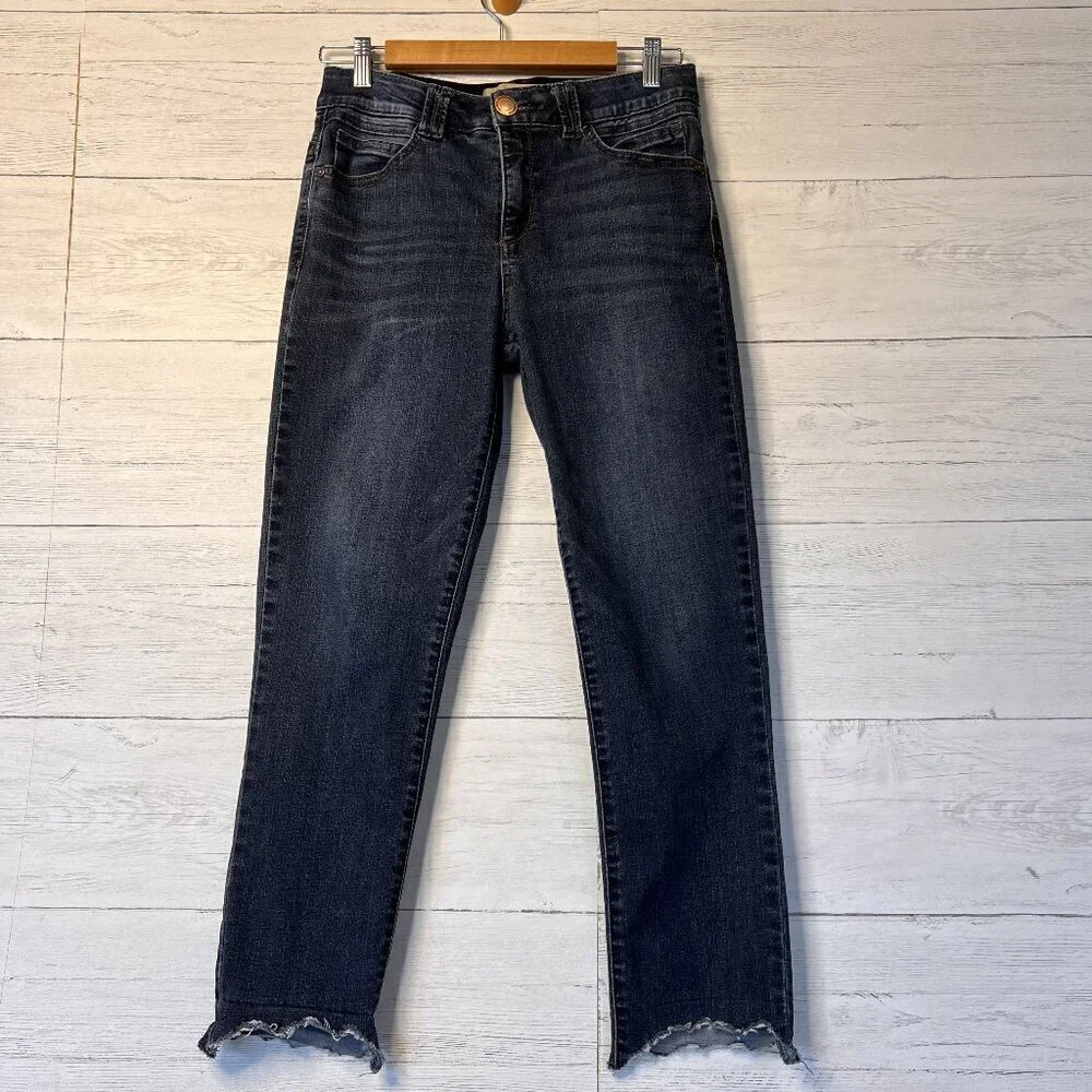 Democracy Jean Womens Size 6 Dark Wash Scalloped Hem Straight Crop Denim